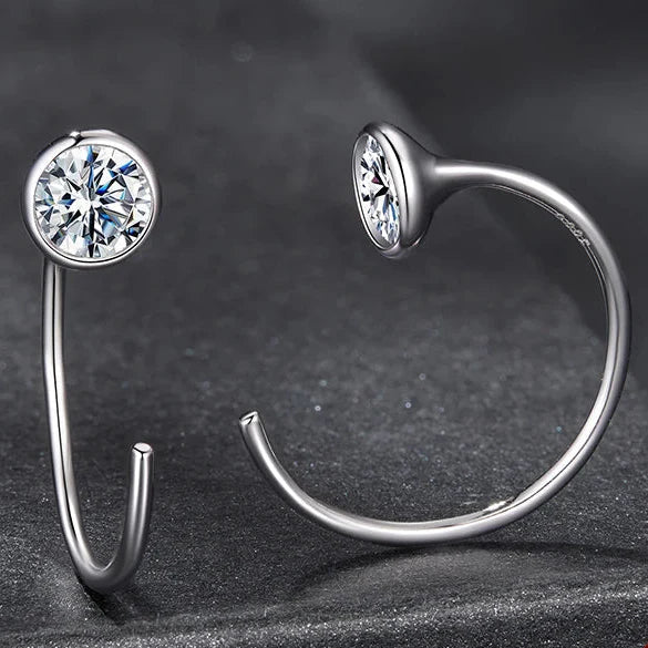 Moissanite Huggie Hoop Earrings 925 Sterling Silver Diamond Cut Dainty Hoops BandsCo Straps