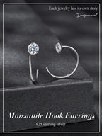 Moissanite Huggie Hoop Earrings 925 Sterling Silver Diamond Cut Dainty Hoops BandsCo Straps