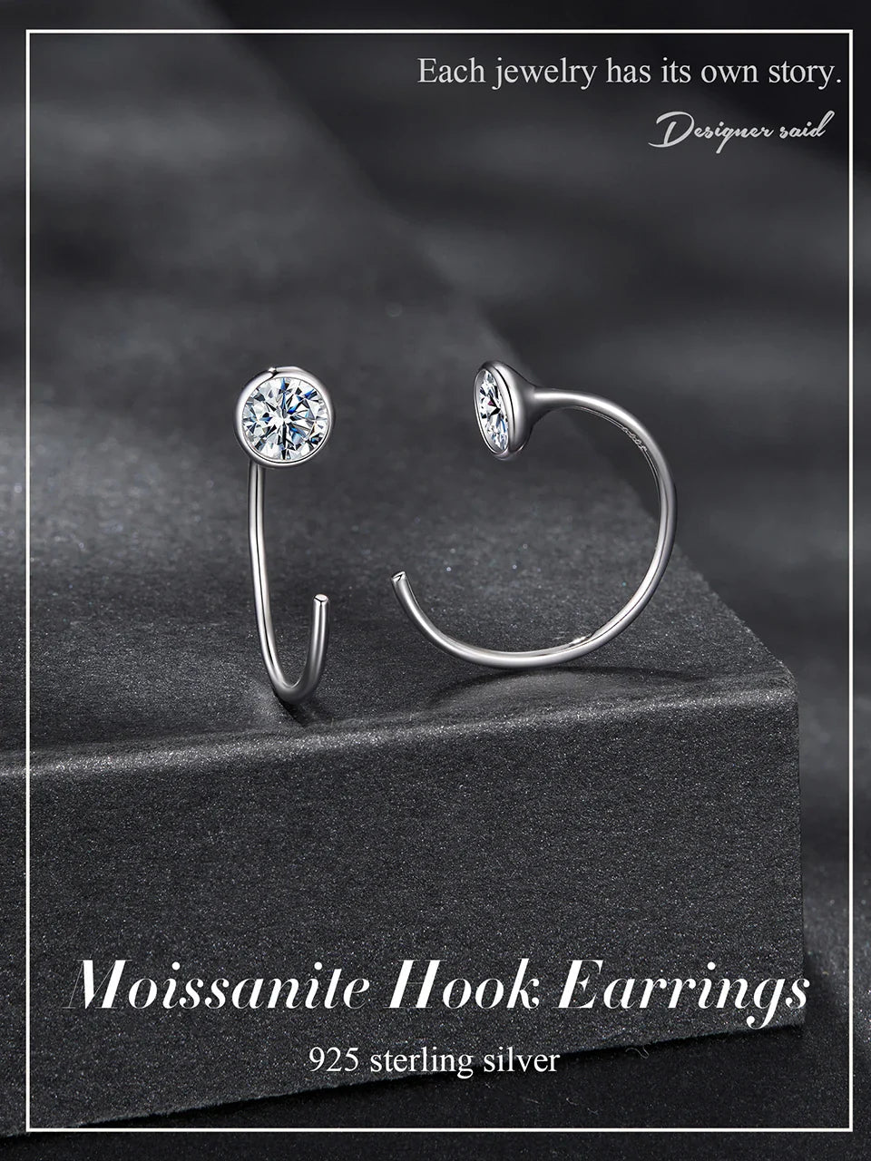 Moissanite Huggie Hoop Earrings 925 Sterling Silver Diamond Cut Dainty Hoops BandsCo Straps
