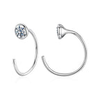 Moissanite Huggie Hoop Earrings 925 Sterling Silver Diamond Cut Dainty Hoops BandsCo Straps