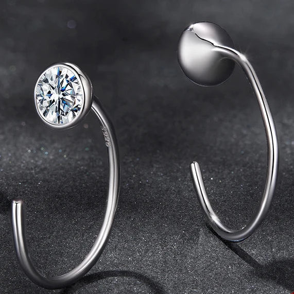 Moissanite Huggie Hoop Earrings 925 Sterling Silver Diamond Cut Dainty Hoops BandsCo Straps