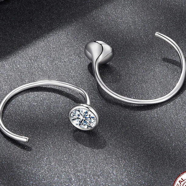 Moissanite Huggie Hoop Earrings 925 Sterling Silver Diamond Cut Dainty Hoops BandsCo Straps