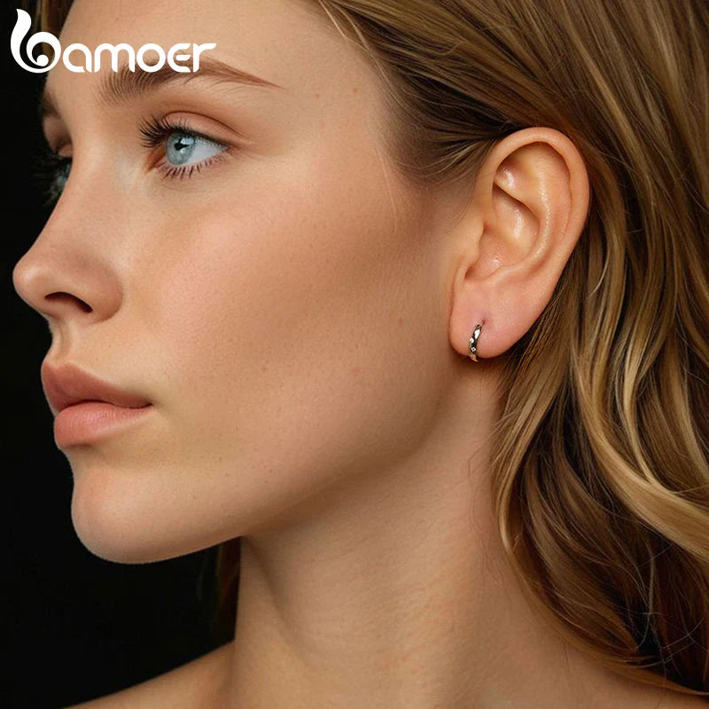 Moissanite Huggie Hoop Earrings For Women 925 Sterling Silver Gold Plated BandsCo Straps