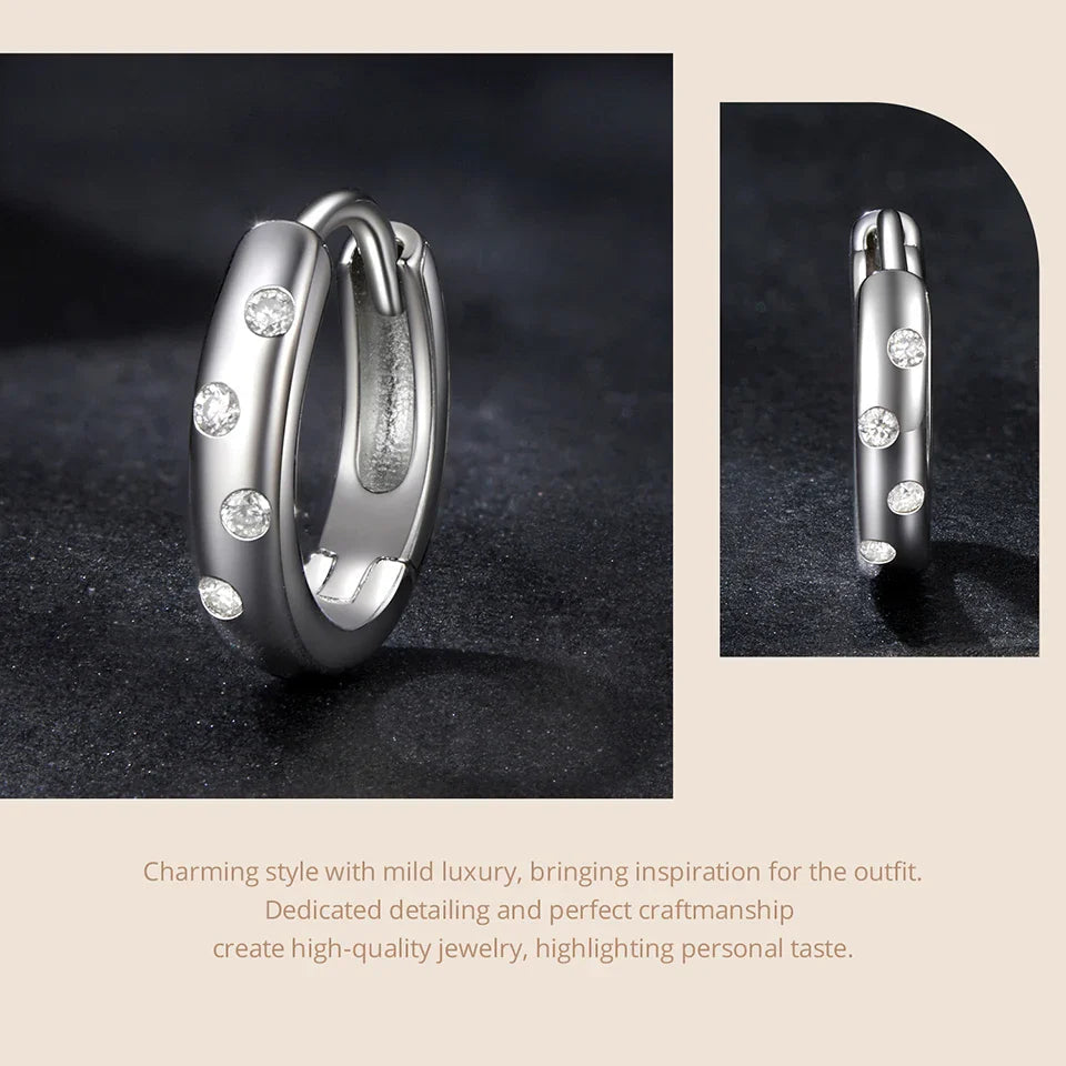 Moissanite Huggie Hoop Earrings For Women 925 Sterling Silver Gold Plated BandsCo Straps