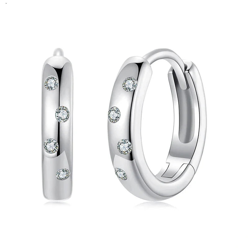 Moissanite Huggie Hoop Earrings For Women 925 Sterling Silver Gold Plated BandsCo Straps