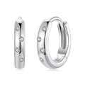 Moissanite Huggie Hoop Earrings For Women 925 Sterling Silver Gold Plated BandsCo Straps