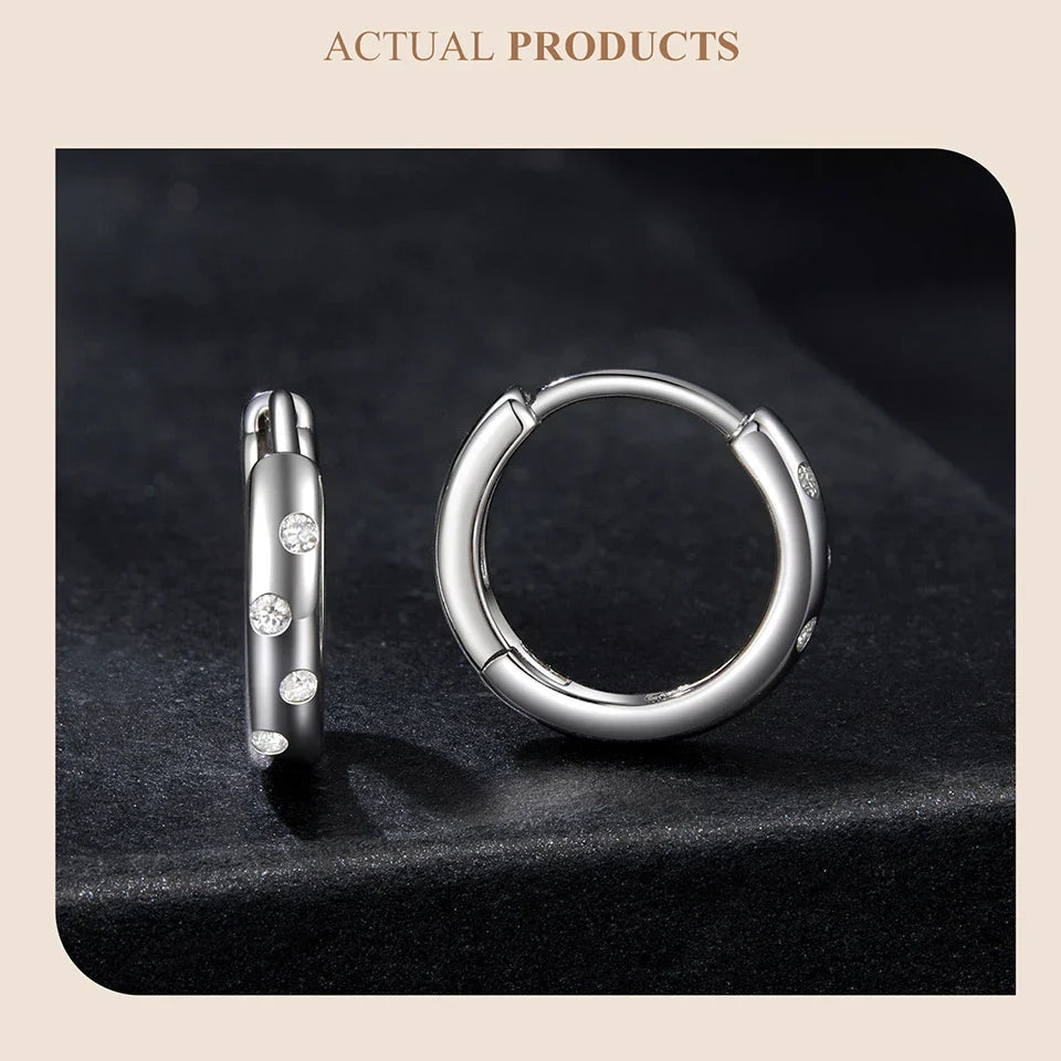 Moissanite Huggie Hoop Earrings For Women 925 Sterling Silver Gold Plated BandsCo Straps