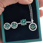 4Ct D Color Moissanite 925 Sterling Jewelry Set Ring Necklace Earrings BandsCo Straps