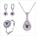 Moissanite Jewelry Set 925 Sterling Silver Ring Earring Pendant Necklace Bridal BandsCo Straps