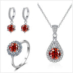 Moissanite Jewelry Set 925 Sterling Silver Ring Earring Pendant Necklace Bridal BandsCo Straps