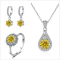 Moissanite Jewelry Set 925 Sterling Silver Ring Earring Pendant Necklace Bridal BandsCo Straps