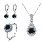 Moissanite Jewelry Set 925 Sterling Silver Ring Earring Pendant Necklace Bridal BandsCo Straps