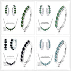 4.5ct Moissanite 925 Sterling Silver Bridal Jewelry Set Ring Necklace Earrings BandsCo Straps