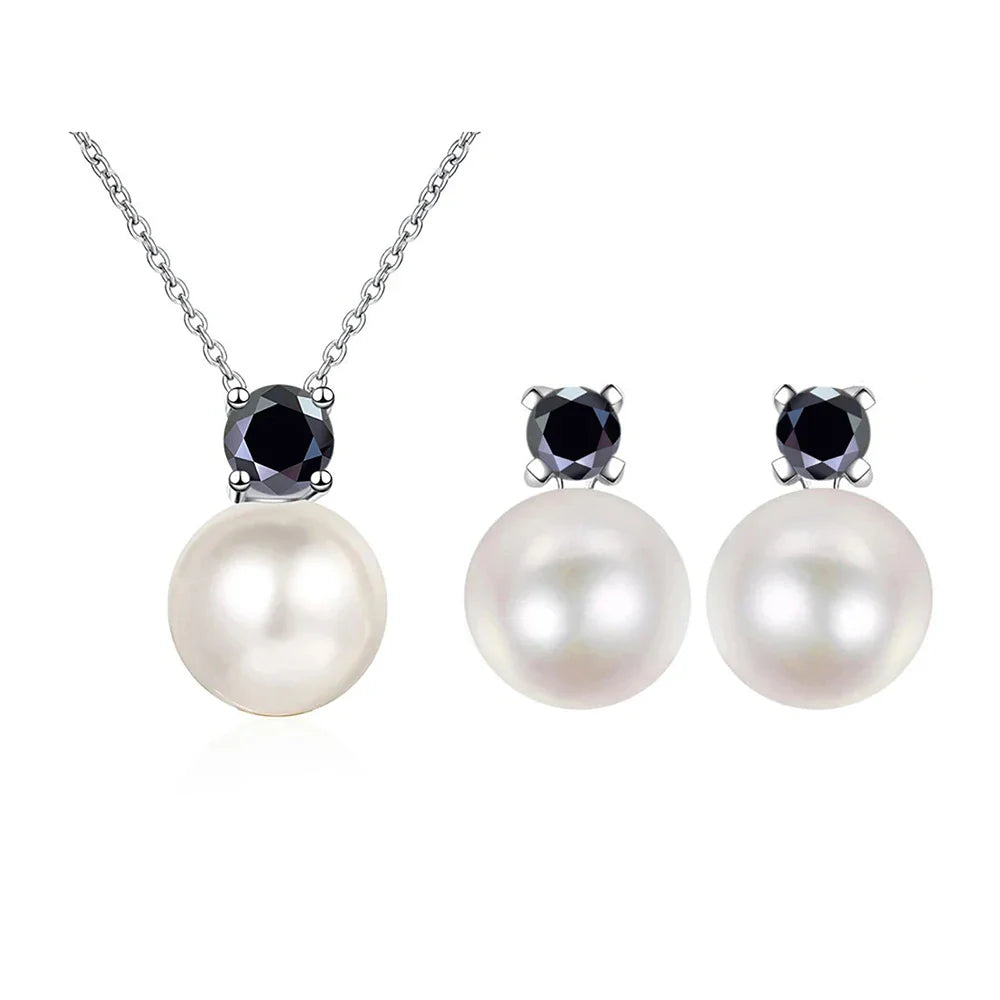 Moissanite Necklace Earrings Set Sterling Silver 925 Wedding Jewelry Gift BandsCo Straps