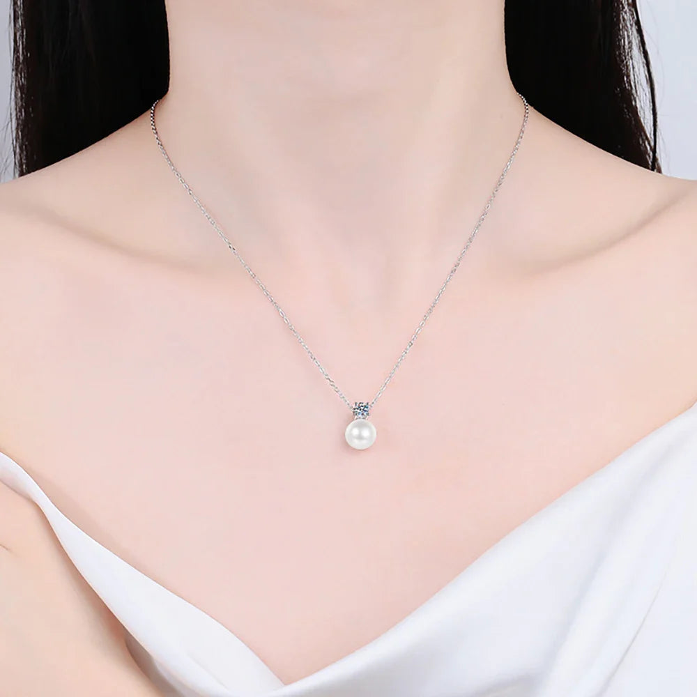 Moissanite Necklace Earrings Set Sterling Silver 925 Wedding Jewelry Gift BandsCo Straps