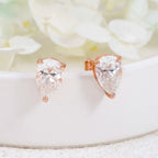 Moissanite Pear Cut Stud Earrings 0.5-1ct Sterling Silver Gold Plated VVS1 BandsCo Straps