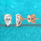 Moissanite Pear Cut Stud Earrings 0.5-1ct Sterling Silver Gold Plated VVS1 BandsCo Straps