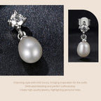 Moissanite Pearl Drop Earrings 925 Sterling Silver 0.1ct Dainty Mom Gift BandsCo Straps