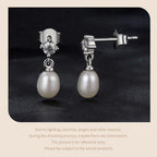 Moissanite Pearl Drop Earrings 925 Sterling Silver 0.1ct Dainty Mom Gift BandsCo Straps