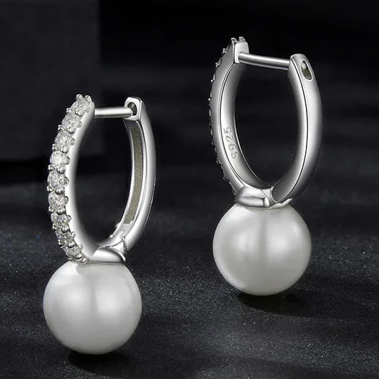 Moissanite Pearl Drop Earrings 925 Sterling Silver Shell Hoop Wedding Gift BandsCo Straps