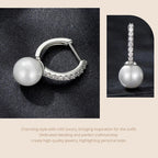 Moissanite Pearl Drop Earrings 925 Sterling Silver Shell Hoop Wedding Gift BandsCo Straps