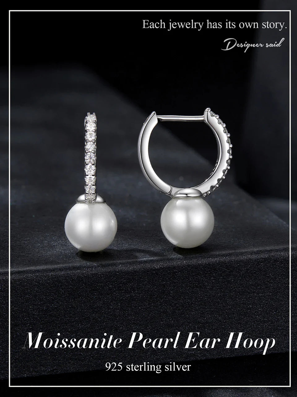 Moissanite Pearl Drop Earrings 925 Sterling Silver Shell Hoop Wedding Gift BandsCo Straps