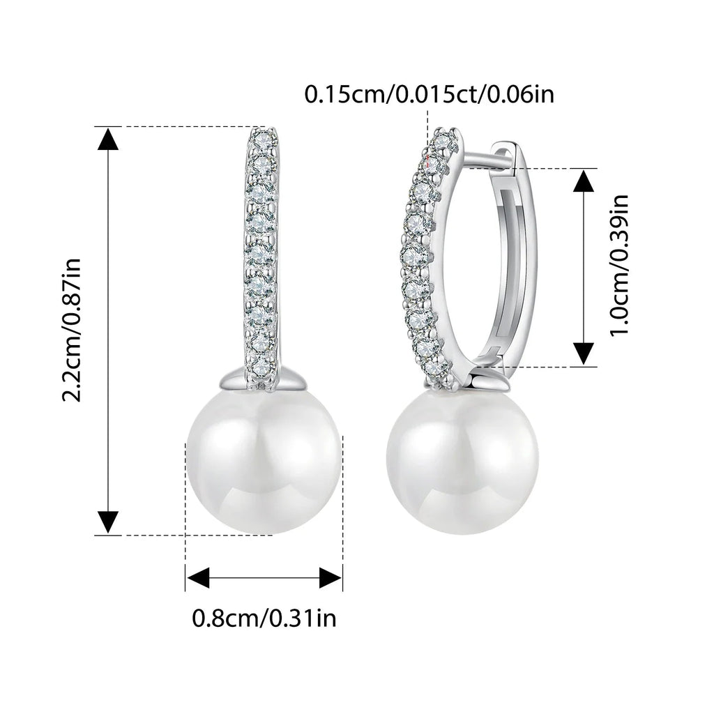 Moissanite Pearl Drop Earrings 925 Sterling Silver Shell Hoop Wedding Gift BandsCo Straps