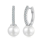 Moissanite Pearl Drop Earrings 925 Sterling Silver Shell Hoop Wedding Gift BandsCo Straps