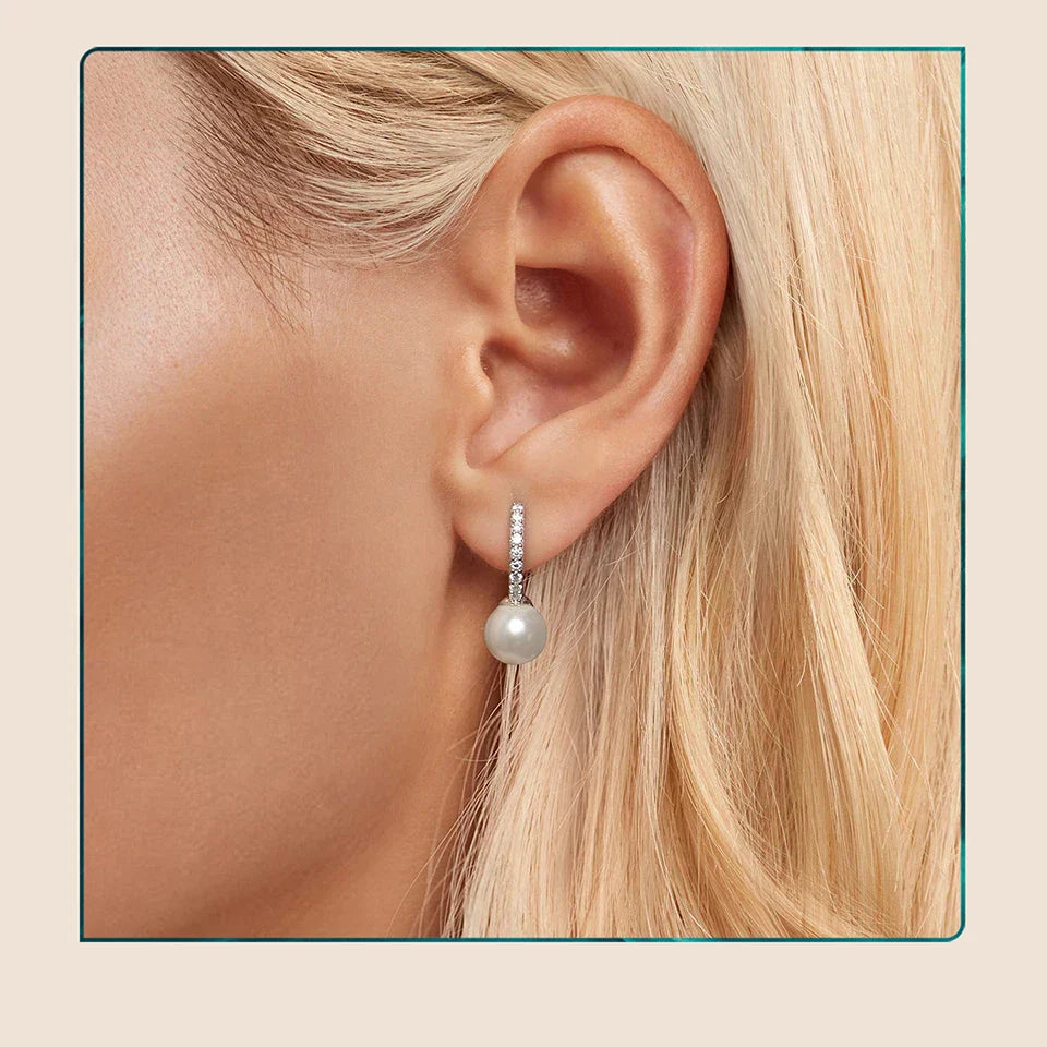 Moissanite Pearl Drop Earrings 925 Sterling Silver Shell Hoop Wedding Gift BandsCo Straps