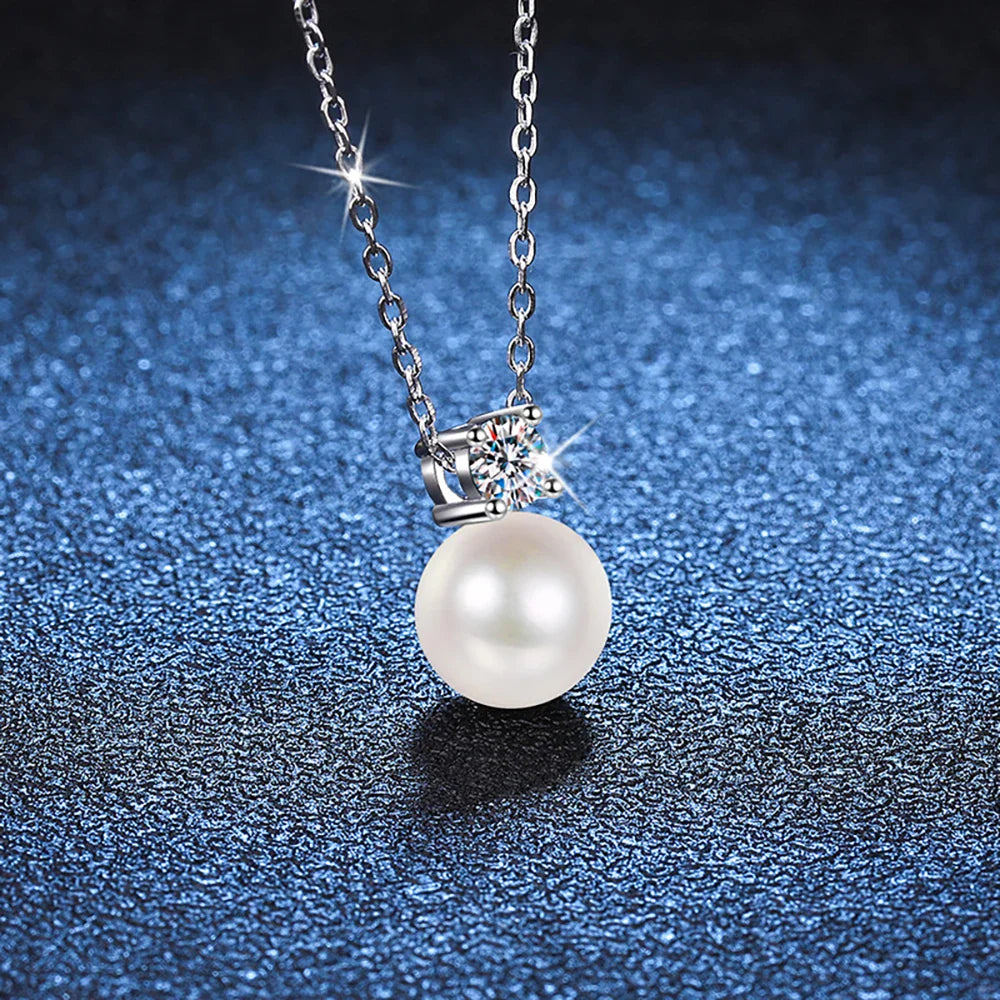 Moissanite Necklace Earrings Set Sterling Silver 925 Wedding Jewelry Gift BandsCo Straps
