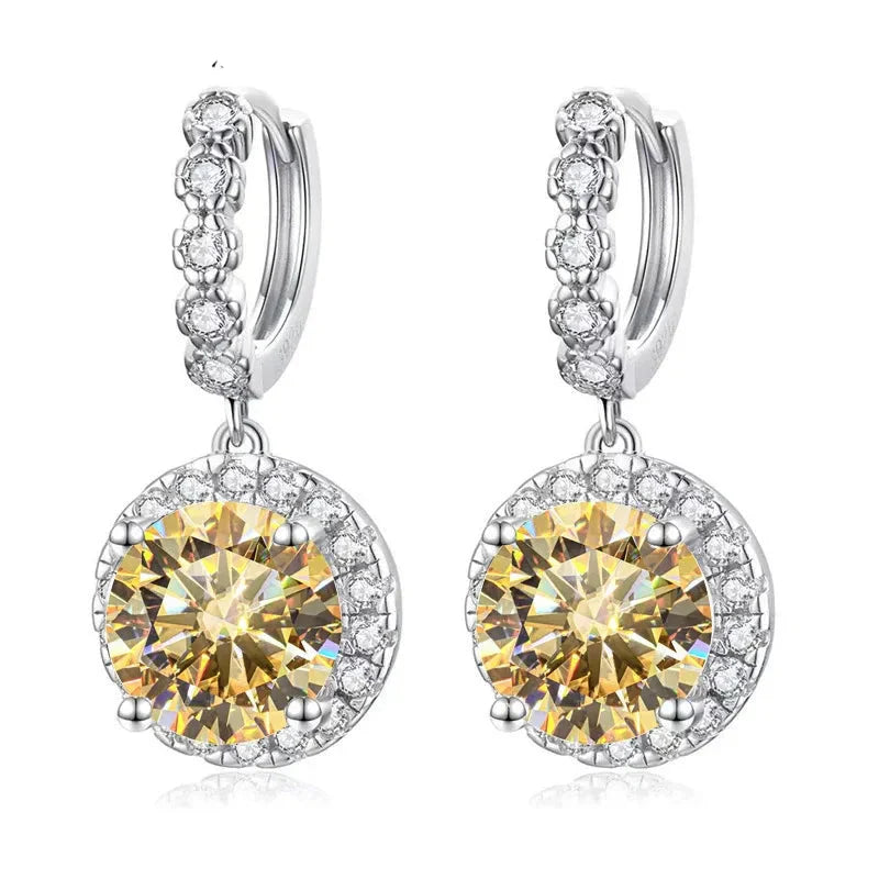 Moissanite 925 Sterling Silver Round D Color Drop Earrings Valentine's Gift BandsCo Straps
