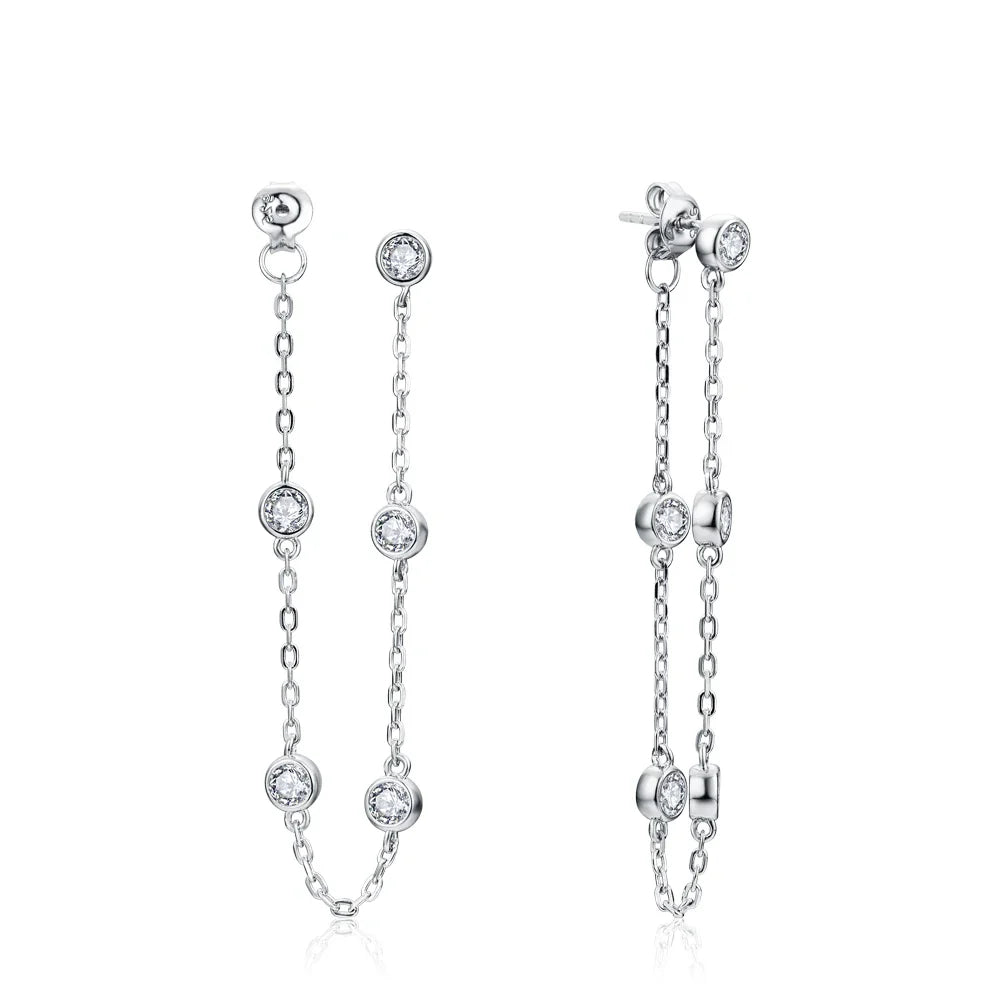 Moissanite Round Stud Earrings 3.5mm D/VVS1 Sterling 925 Silver Drop BandsCo Straps
