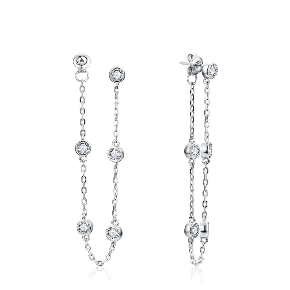 Moissanite Round Stud Earrings 3.5mm D/VVS1 Sterling 925 Silver Drop BandsCo Straps