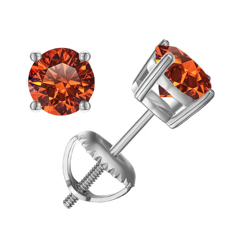 Moissanite Screw-Back Stud Earrings 0.5-2CT Four-Prong S925 Sterling Silver BandsCo Straps