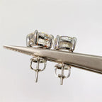 Moissanite Screw-Back Stud Earrings 0.5-2CT Four-Prong S925 Sterling Silver BandsCo Straps
