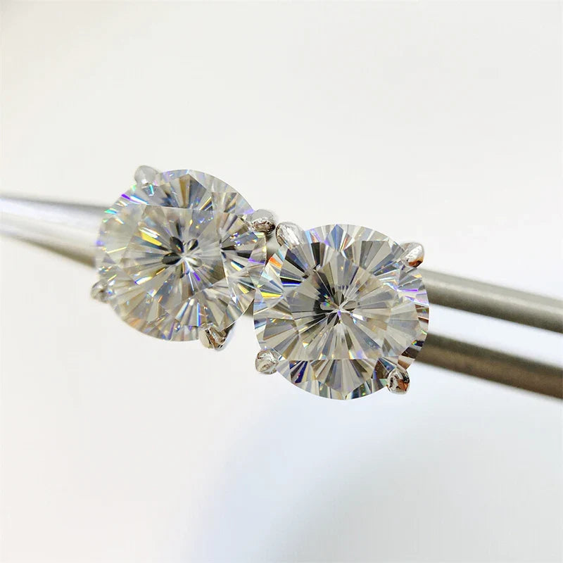 Moissanite Screw-Back Stud Earrings 0.5-2CT Four-Prong S925 Sterling Silver BandsCo Straps