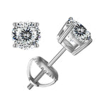 Moissanite Screw-Back Stud Earrings 0.5-2CT Four-Prong S925 Sterling Silver BandsCo Straps