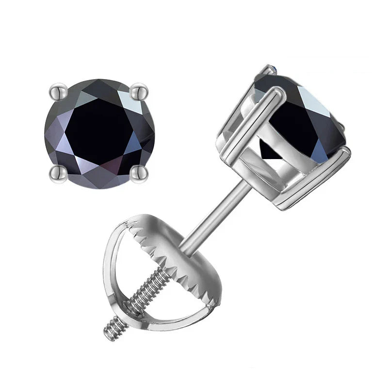 Moissanite Screw-Back Stud Earrings 0.5-2CT Four-Prong S925 Sterling Silver BandsCo Straps