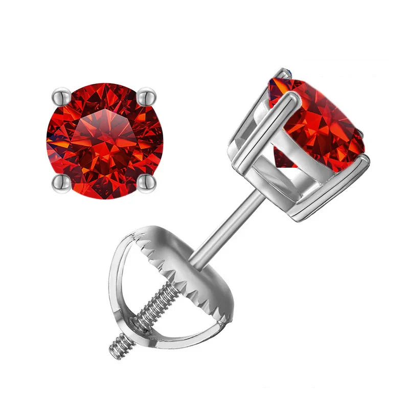 Moissanite Screw-Back Stud Earrings 0.5-2CT Four-Prong S925 Sterling Silver BandsCo Straps