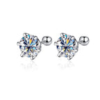 Moissanite Screw Stud Earrings 0.5-2ct D Color 925 Sterling Silver Wedding Studs BandsCo Straps