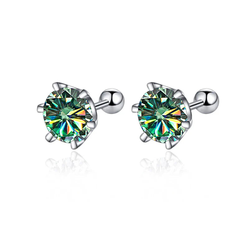 Moissanite Screw Stud Earrings 0.5-2ct D Color 925 Sterling Silver Wedding Studs BandsCo Straps