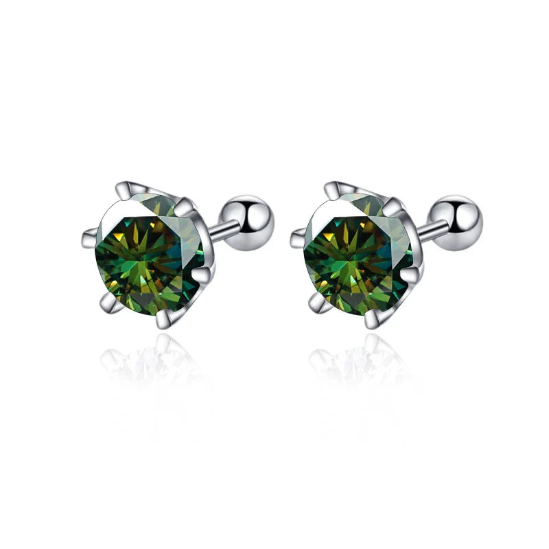 Moissanite Screw Stud Earrings 0.5-2ct D Color 925 Sterling Silver Wedding Studs BandsCo Straps