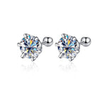 Moissanite Screw Stud Earrings 0.5-2ct D Color 925 Sterling Silver Wedding Studs BandsCo Straps