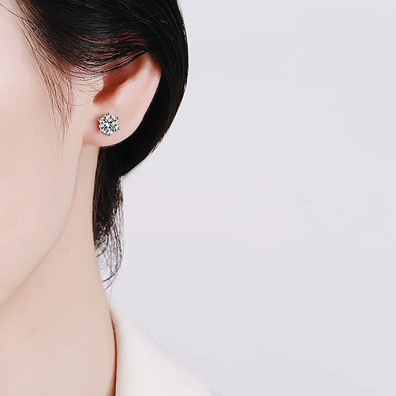 Moissanite Screw Stud Earrings 0.5-2ct D Color 925 Sterling Silver Wedding Studs BandsCo Straps