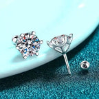 Moissanite Screw Stud Earrings 0.2-2CT D Color 925 Sterling Silver 6 Prong