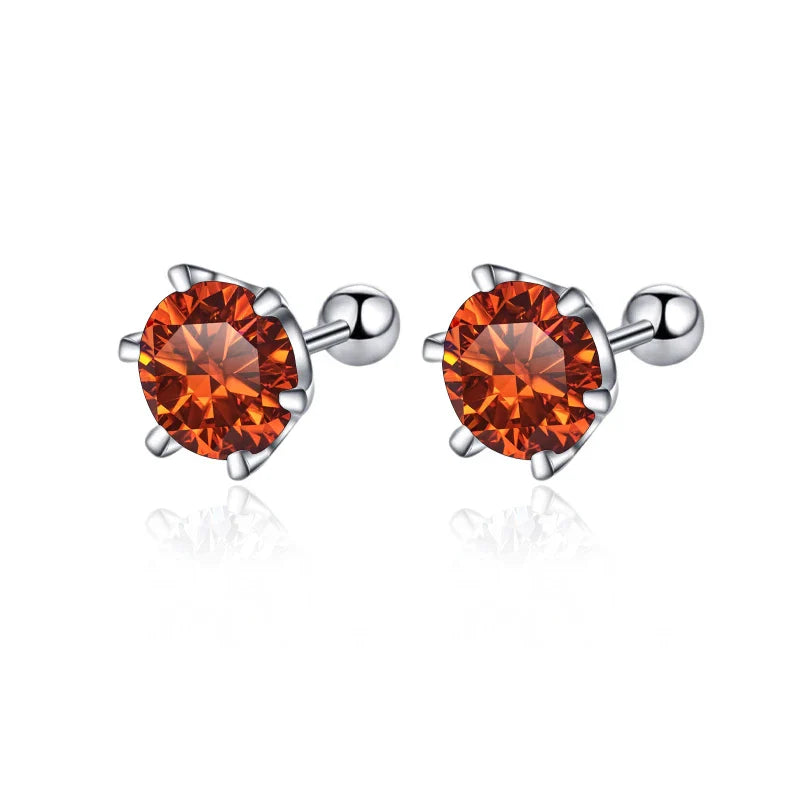Moissanite Screw Stud Earrings 0.5-2ct D Color 925 Sterling Silver Wedding Studs BandsCo Straps