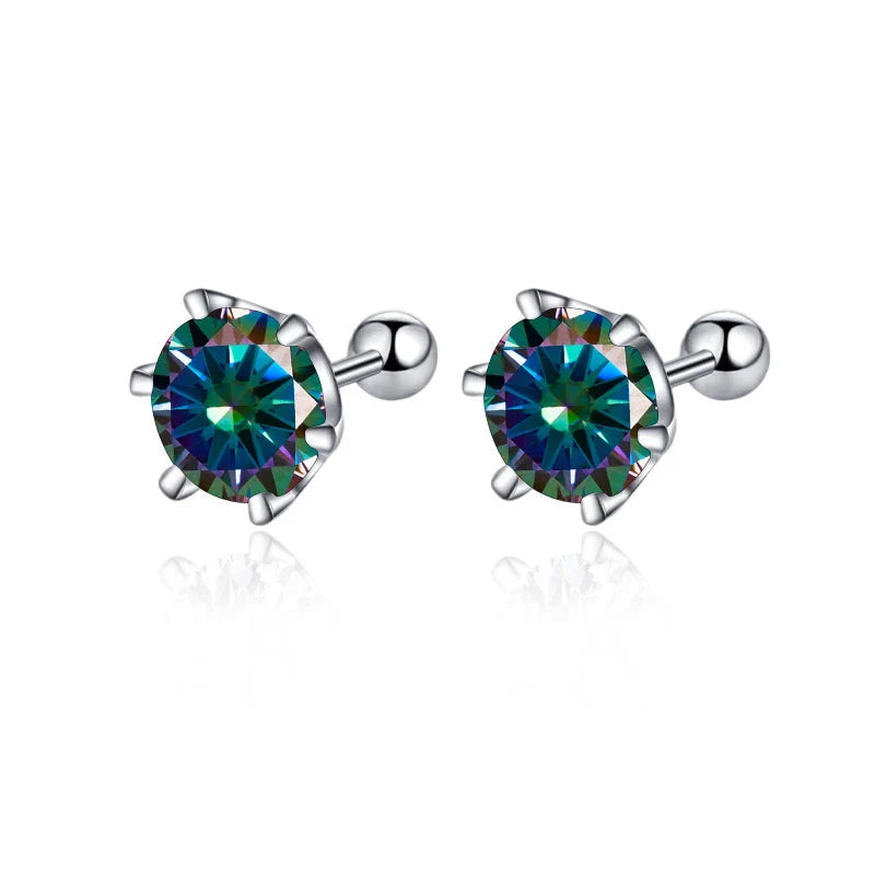 Moissanite Screw Stud Earrings 0.5-2ct D Color 925 Sterling Silver Wedding Studs BandsCo Straps
