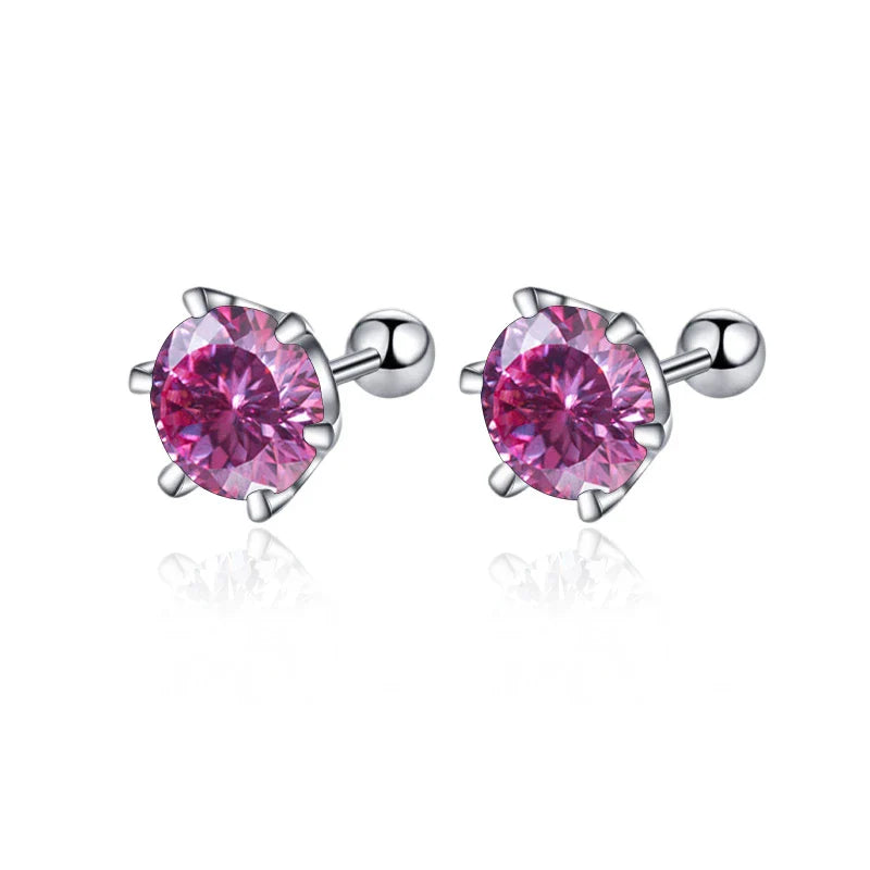Moissanite Screw Stud Earrings 0.5-2ct D Color 925 Sterling Silver Wedding Studs BandsCo Straps