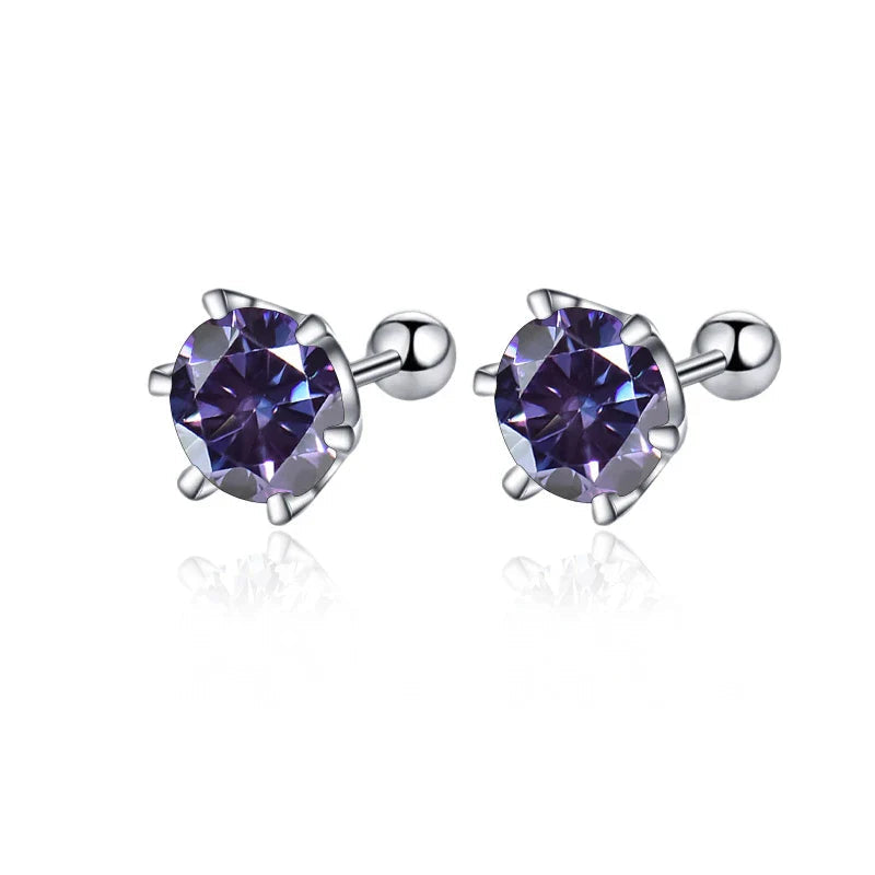 Moissanite Screw Stud Earrings 0.5-2ct D Color 925 Sterling Silver Wedding Studs BandsCo Straps