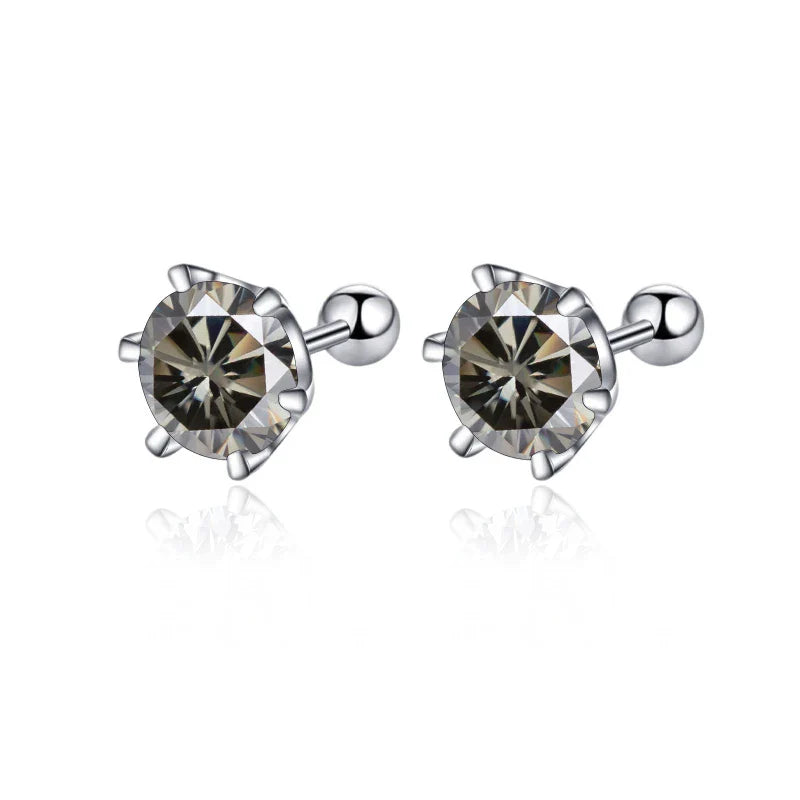 Moissanite Screw Stud Earrings 0.5-2ct D Color 925 Sterling Silver Wedding Studs BandsCo Straps